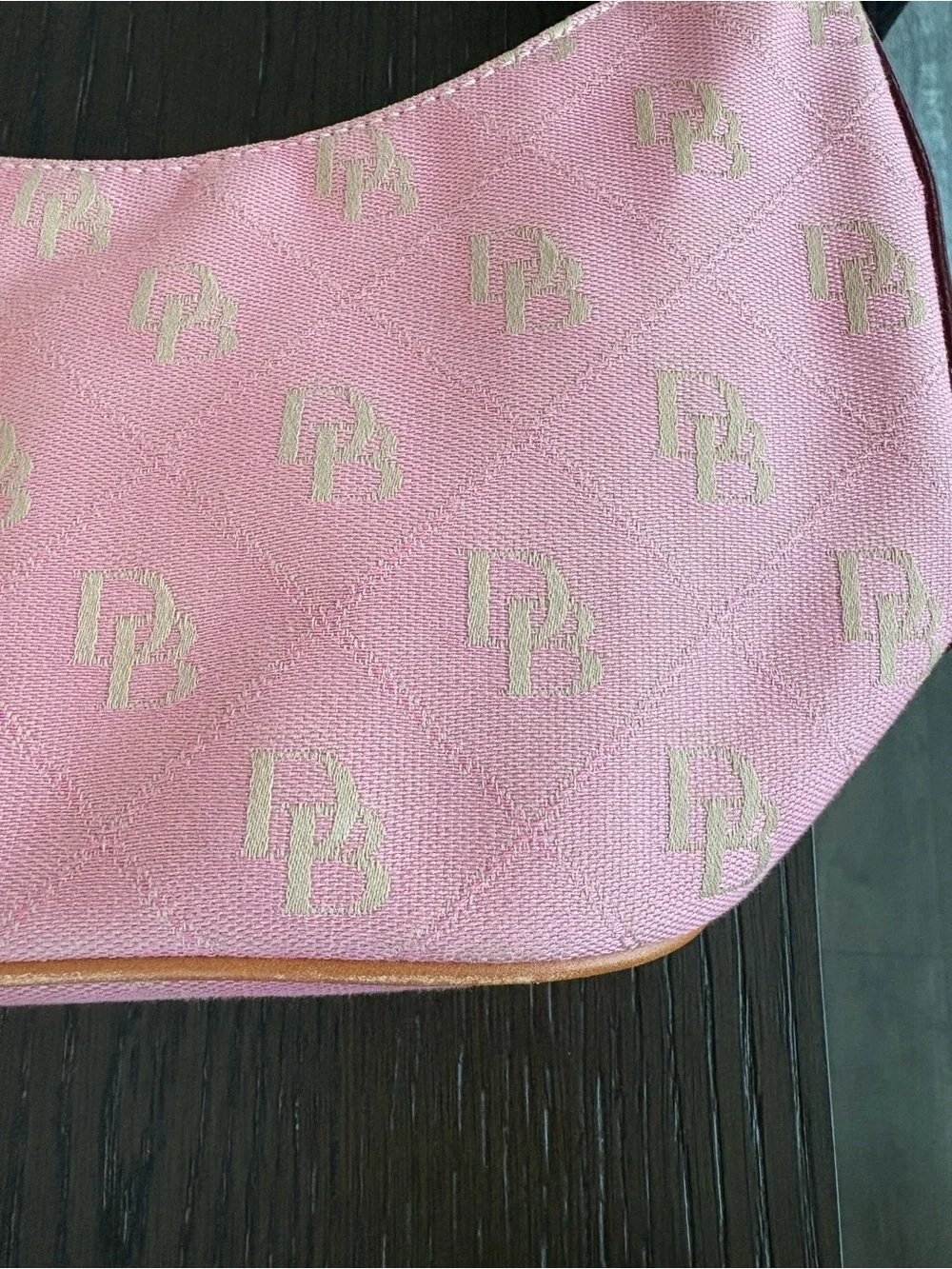 Vintage Dooney & Bourke Signature Canvas Mini Hobo Bag Pink